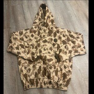 Zero Foxtrot Jacket Mens Tan Brown Quilted Woobie Hoodie Camo Pullover